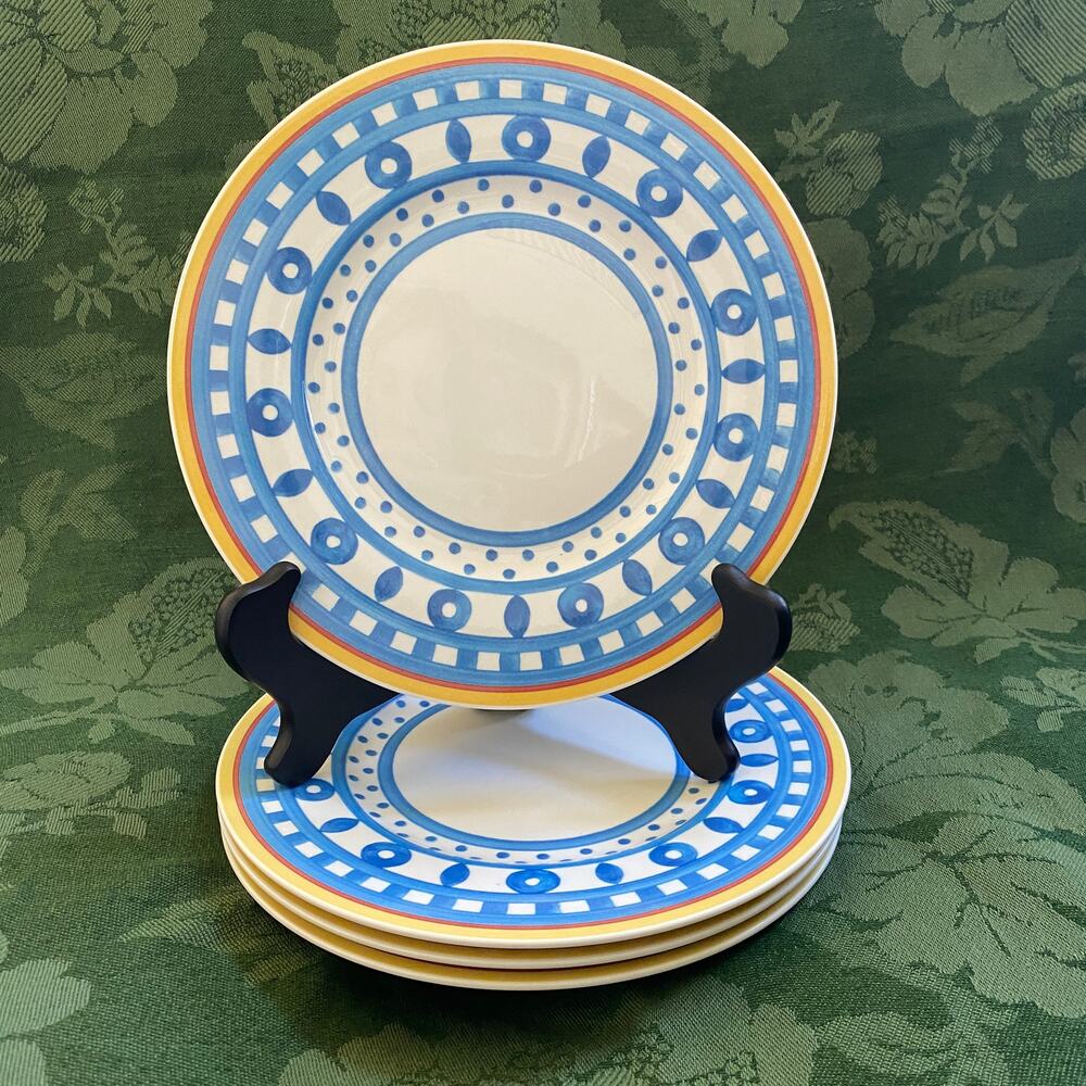 4 Villeroy Boch Twist Anna Salad Plate Set Blue Excellent Condition